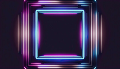 Futuristic 3D Rendering with Minimalist Geometric Background in Ultraviolet Spectrum Neon Glow | AI Generated
