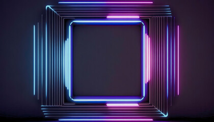 Futuristic 3D Rendering with Minimalist Geometric Background in Ultraviolet Spectrum Neon Glow | AI Generated
