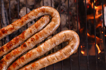 South African boerewors sausage on a braai 