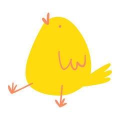 Cute cartoon chicken. Minimalistic hand drawn farm animal, Easter chick for textile print, card, children game, poster