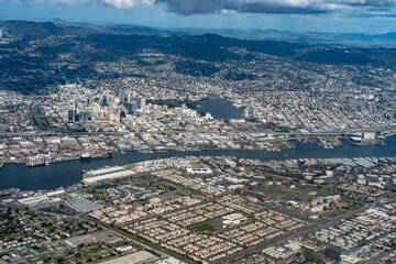 Aerial View of Oakland, CA and the Surrounding Area near Lake Merritt