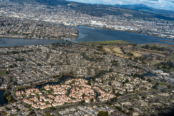 Aerial View of Oakland, CA and the Surrounding Area near Lake Merritt