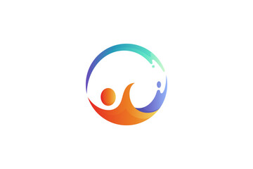 people and wave logo in circle shape with splash effect