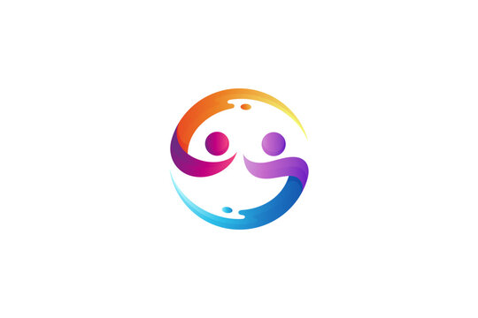 two people logo in circle shape with water splash effect