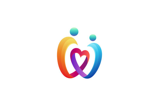 letter w with heart shape logo for people love, care and wellness
