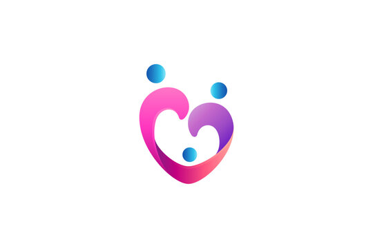 family love and care logo in heart shape