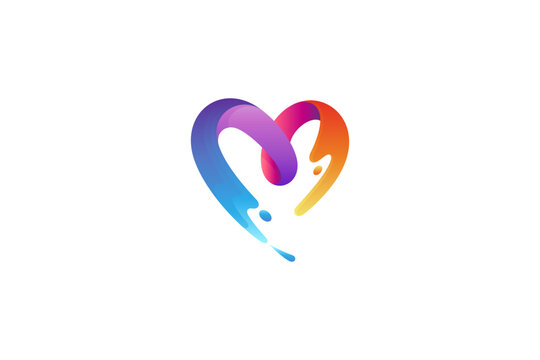 heart wave logo vector with splash effect in colorful design
