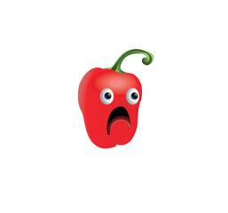 Cartoon pepper with terrifying eyes on a white background. Vector illustration