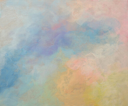 Art  oil and acrylic smear blot canvas painting wall. Abstract texture pastel color stain brushstroke texture background.