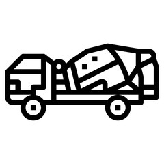 cement mixer truck line icon style