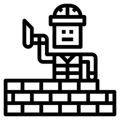 mason worker line icon style