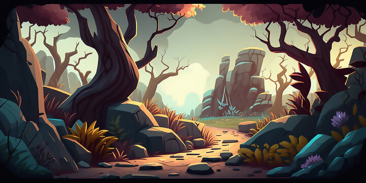 Fantasy 2d game art,  illustration, gaming background generated ai