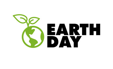 Earth Day badge design concept. Vintage Style. Global ecology protection. Planet icon design with plant. Save the environment.