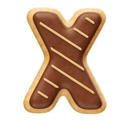 Realistic letter X chocolate donuts in 3d render