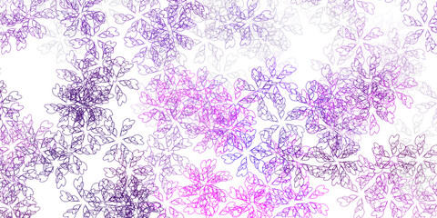 Light pink vector abstract pattern with leaves.