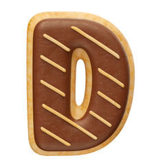 Realistic letter P chocolate donuts in 3d render