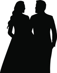 a couple head silhouette vector