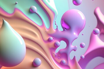 Abstract 3d holographic gradient drop liquid. AI Generation