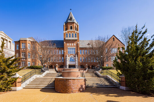 Sunny view of the SLU Cook Hall of Saint Louis University