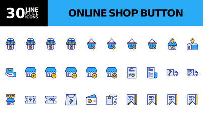 Icon Pack E-commerce, Online Store, Ui basic essential, Button. editable file and color.