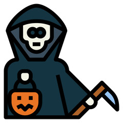 grim reaper filled outline icon style
