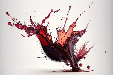 Red wine splash, isolated on white background. AI Generation