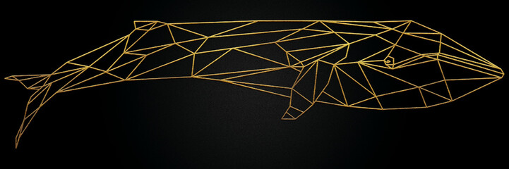 Polygonal geometric whale with golden effect