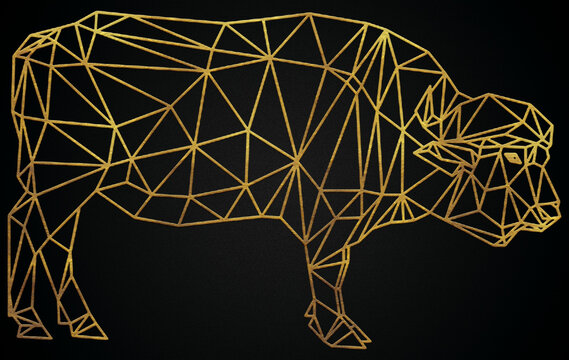 Polygonal geometric buffelo with golden effect