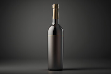Wine Bottle mockup on dark background with blank labels. AI Generation