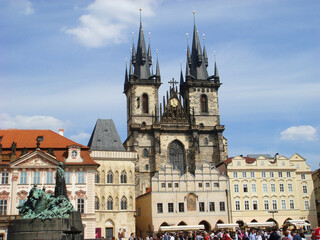 View of the city square on a summer day. Close-up.Prague. Czech.