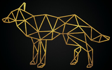 Polygonal geometric fox with golden effect