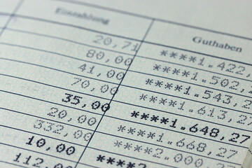 transactions in a German savings book