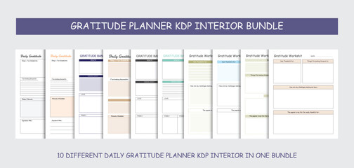 Gratitude journal, gratitude bank, gratitude worksheet. kdp interior design template.