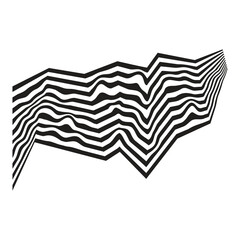 Perspective monochrome stripes. Vector drawing.
