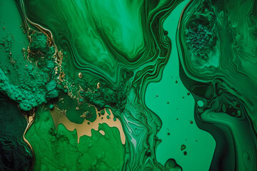 Green Oil or Marble Background Illustration created with Generative AI technology