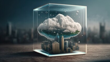 Cloud computing technology concept. Futuristic illustration. AI generated	
