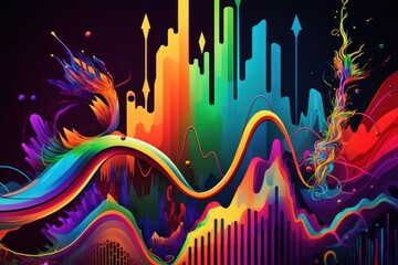 An otherworldly interpretation of stock market trends, this psychedelic painting captures the energy and unpredictability of financial markets in a unique and visually stunning way