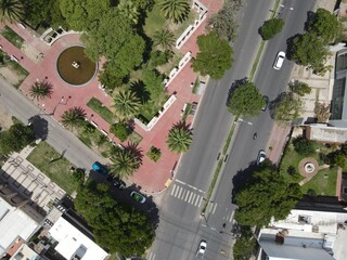 aerial view of the city by drone