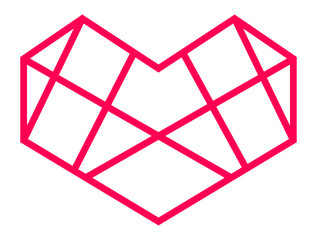 Heart Line. Geometric lines inside the heart. Vector. Love.