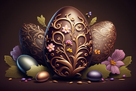 Easter chocolate eggs illustration created using generative AI.
