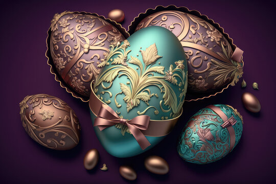 Easter chocolate eggs illustration created using generative AI.