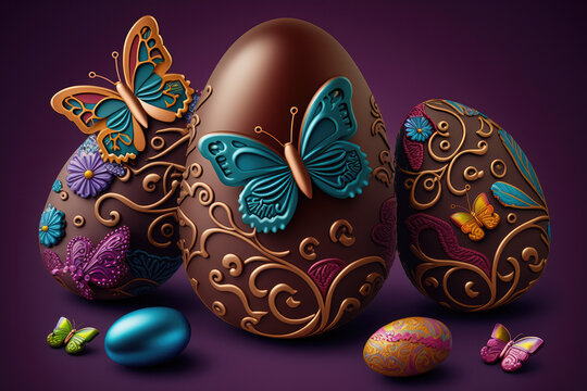 Easter chocolate eggs illustration created using generative AI.