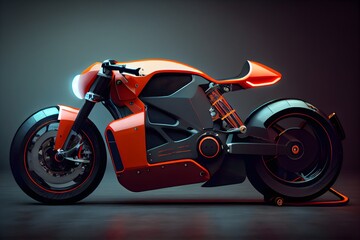 Obraz premium Electric motorcycle with modern look. Generative AI. 