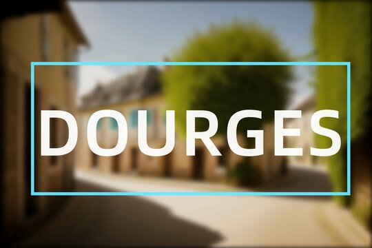 Dourges: Der Ortsname der niederländischen Stadt Dourges im Department Hauts-de-France vor einem Foto