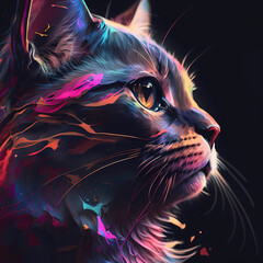 Vibrant Colored Cute Cat