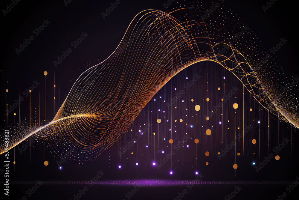 Aufkleber technology background with connected colorful dots on abstract background. digital data and network 