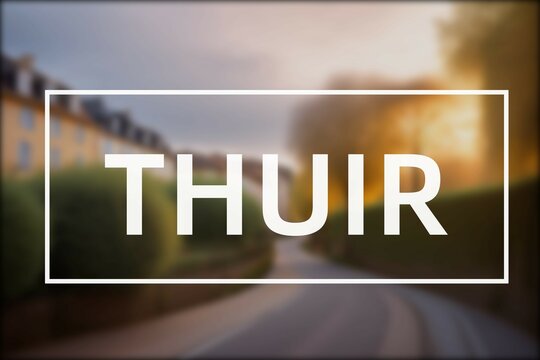 Thuir: Der Ortsname der niederl&auml;ndischen Stadt Thuir im Department Occitanie vor einem Foto