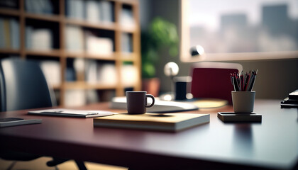 De-focused office background, blurred background, Generative AI