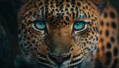 Fototapeta na wymiar Closeup shot of a leopard, generative AI