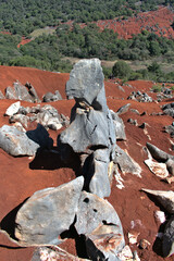Sea rocks on red dunes in Mexico
